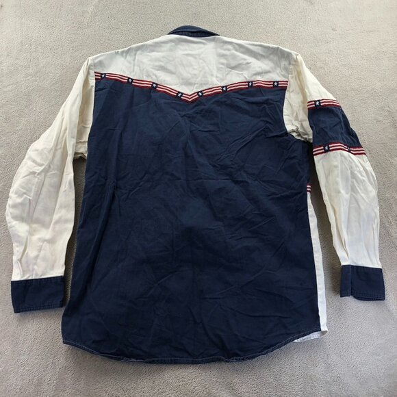 Wrangler Mens Western Shirt Medium Long Sleeve Button Up Patriotic Casual Cotton - Picture 14 of 14